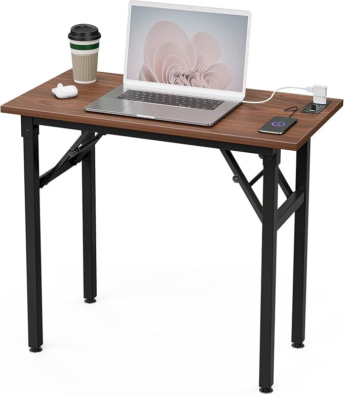 TEMI Computer Desk with Power Outlet - Portable Small with USB Ports, Durable Construction. Perfect Writing Desk, Study Table, and Office Table for Compact Spaces. Work Desk for Home Office Use. - LeafyLoom