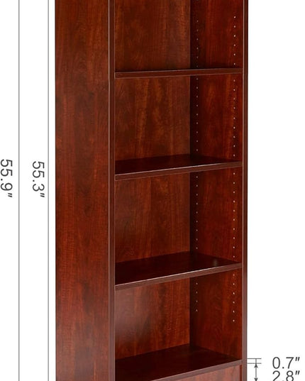 Sunon 4 Shelf Wood Bookcase Freestanding Display Shelf Adjustable Layers Bookshelf for Home Office Library Small Narrow Space (Cherry, 4-Layers) - LeafyLoom