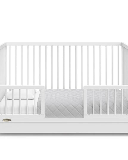Graco Teddi 5-in-1 Convertible Crib with Drawer (White) – GREENGUARD Gold Certified, Crib with Drawer Combo, Full-Size Nursery Storage Drawer, Converts to Toddler Bed, Daybed and Full-Size Bed - LeafyLoom