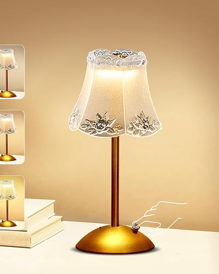 Portable Crystal Table Lamp,Cordless Metal Vintage Desk Lamp,3 Color Touch Control Rechargeable Lamp,3-Levels Brightness Room Decor Desk Lamp,Living Room,Kitchen,Dining Room Lamp (Gold-1) - LeafyLoom