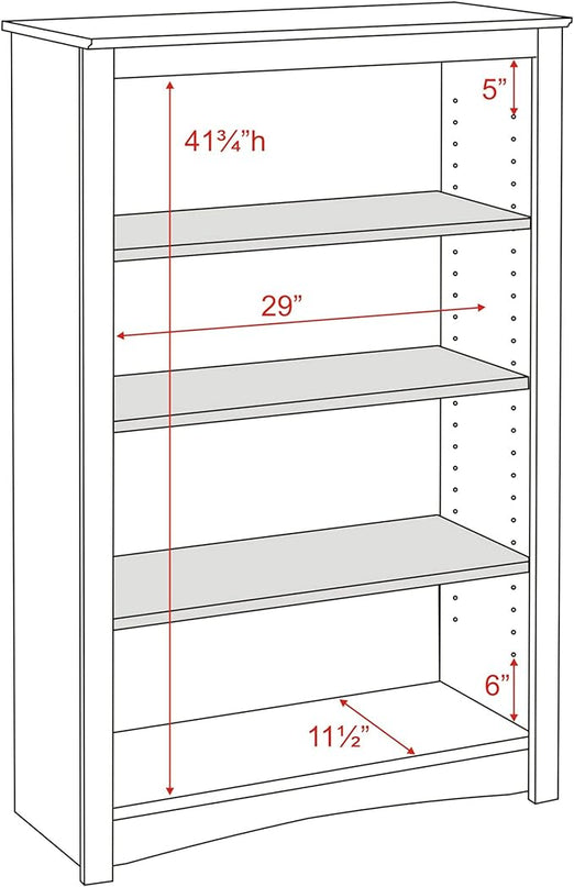 Prepac Home Office 4-Shelf Standard Bookcase, 31.5 in. W x 48 in. H x 13 in. D, White - LeafyLoom