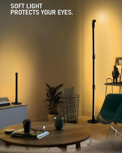 LEONLITE LED Corner Floor Lamp with Spotlight, 360° RGBW Floor Lamp with Music Sync, Remote Control for Reading, Living Rooms, Bedrooms, Desktop - LeafyLoom