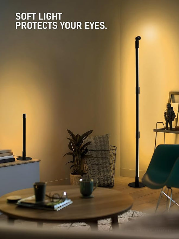 LEONLITE LED Corner Floor Lamp with Spotlight, 360° RGBW Floor Lamp with Music Sync, Remote Control for Reading, Living Rooms, Bedrooms, Desktop - LeafyLoom