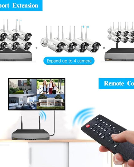 (Dual Antennas for Wi-Fi Enhanced) AI Human Detected 2-Antennas Enhance Outdoor Wireless Security Camera System WiFi Video Surveillance System OOSSXX