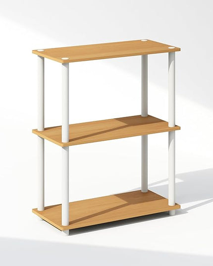 Furinno Turn-N-Tube 3-Tier Multipurpose Compact Display Rack, Shelving Unit, Bookcase, Beech - LeafyLoom
