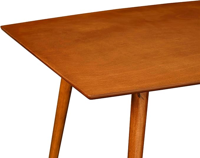 Walker Edison 6 Person Mid Century Modern Wood Hairpin Rectangle Dining Room Kitchen Table Set Dining Chairs, 60 Inch, Brown - LeafyLoom