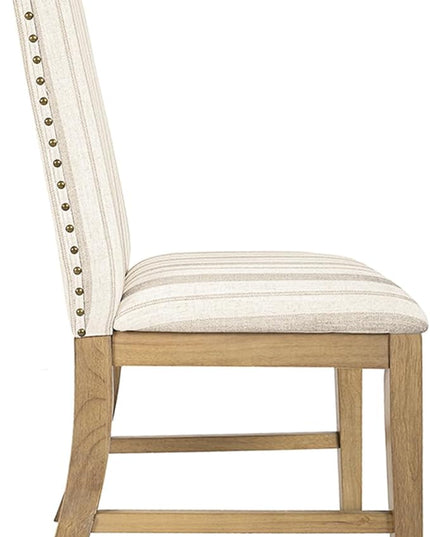 HomePop Classic Parsons Dining Chairs, Pack of 2, Taupe Stripe (Set of 2) - LeafyLoom