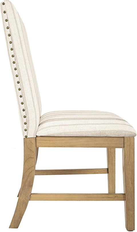 HomePop Classic Parsons Dining Chairs, Pack of 2, Taupe Stripe (Set of 2) - LeafyLoom