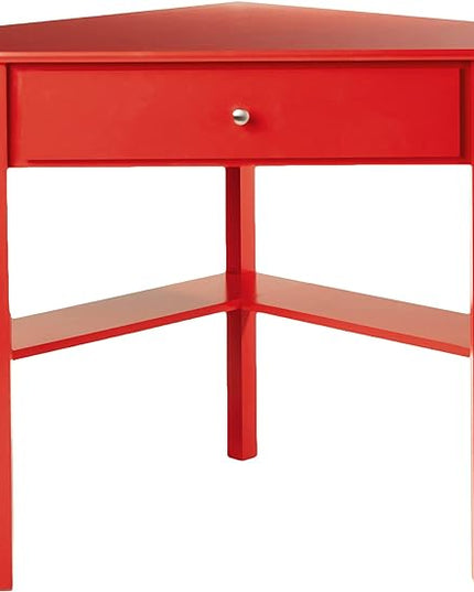 Target Marketing Systems Ellen Corner Desk Drawer and One Storage Shelf For Living Room, Bedroom, or Home Office, Small Computer Table, 42" W x 30" H, Red - LeafyLoom
