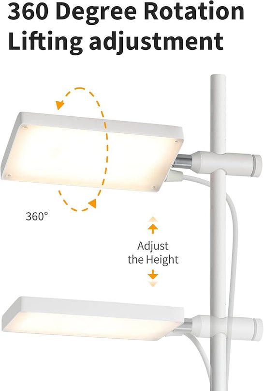 Modern Floor Lamp, 360 Degree Rotation Sky LED floor lamp Office Lighting, Bright LED Standing Pole Light, Tall lamps for Living Room,Bedroom,Reading,Study Room (White) - LeafyLoom