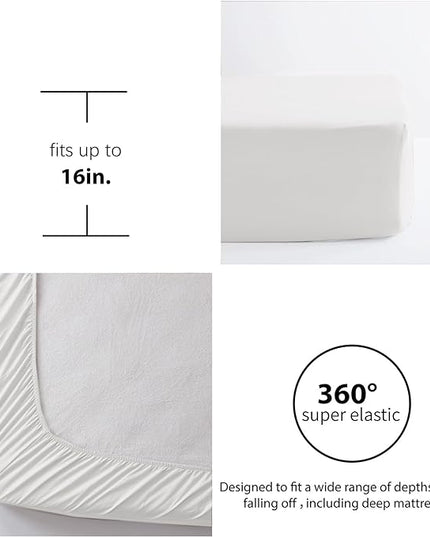 Anluoer King Comforter Set 7 Piece, White Bed in a Bag with Sheets, All Season Ruffle Shabby Chic Bedding Sets with 1 Comforter, 2 Pillow Shams, 2 Pillowcases, 1 Flat Sheet, 1 Fitted Sheet - LeafyLoom