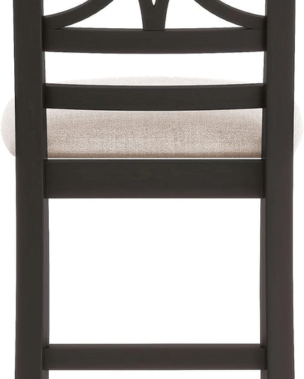 6-Piece Rustic Counter Height Dining Complete Kitchen Table Set with Storage Shelf, Bench, and 4 Upholstered Chairs, Espresso+Beige Cushion, 1 - LeafyLoom