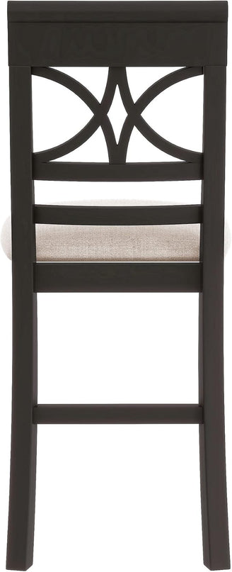 6-Piece Rustic Counter Height Dining Complete Kitchen Table Set with Storage Shelf, Bench, and 4 Upholstered Chairs, Espresso+Beige Cushion, 1 - LeafyLoom