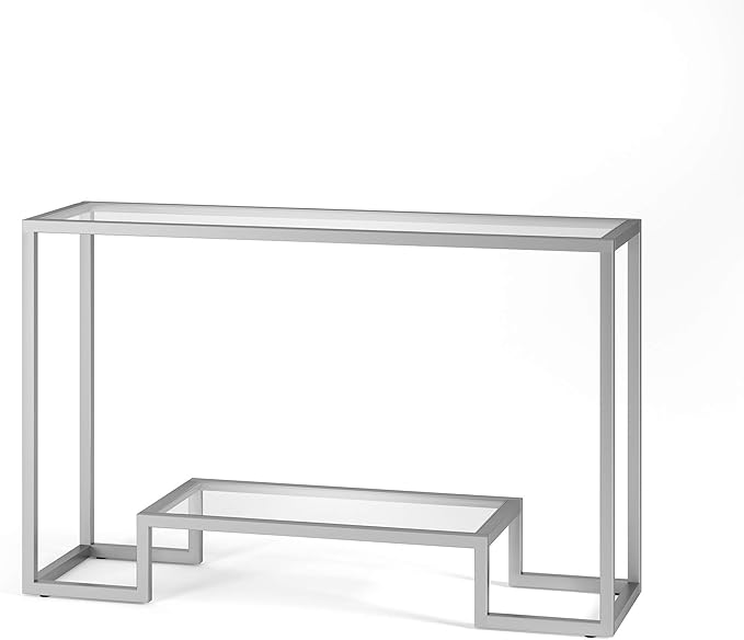 Henn&Hart 47.75" Wide Rectangular Console Table in Satin Nickel, Entryway Table, Accent Table for Living Room, Hallway - LeafyLoom
