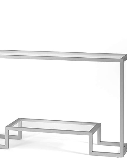 Henn&Hart 47.75" Wide Rectangular Console Table in Satin Nickel, Entryway Table, Accent Table for Living Room, Hallway - LeafyLoom