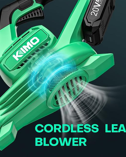 K I M O. Leaf Blower Cordless with Battery and Charger, 2X2.0 Batteries, Extension Tube, 200 CFM 170 MPH Lightweight Cordless Leaf Blower, Battery Operated Leaf Blowers for Lawn Care, Yard|Patio|House - LeafyLoom