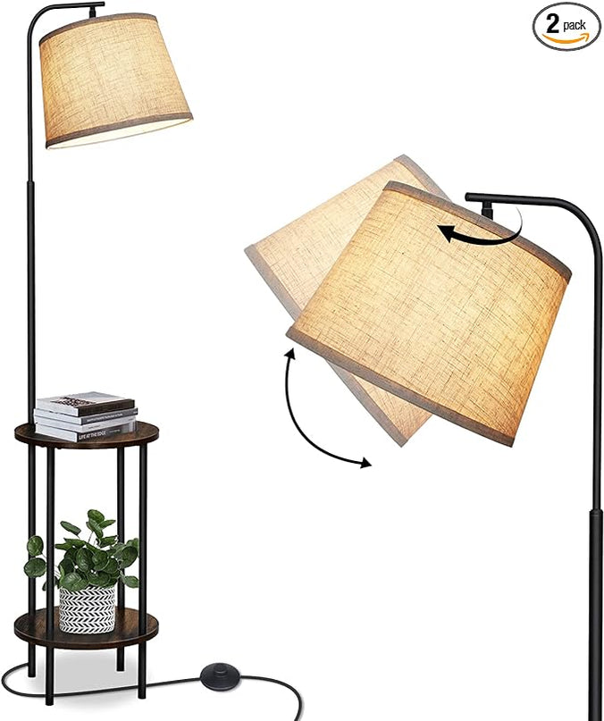 DEWENWILS Floor Lamp with Table Attached, Farmhouse Narrow Nightstand, Wooden End Side Table Floor Lamp, Adjustable Reading Lamp for Bedroom, Living Room, Office, Kids Room - LeafyLoom