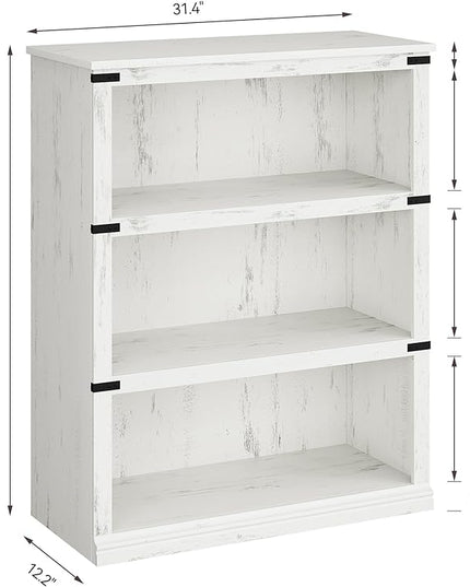 GAOMON 3 Tier Bookcase, Farmhouse Book shelf with Storage Open Display Bookshelves, 40" Low Book Case Wooden 3 Shelf Bookcase Home Decor Furniture for Home Office, Living Room, Bed Room - White - LeafyLoom