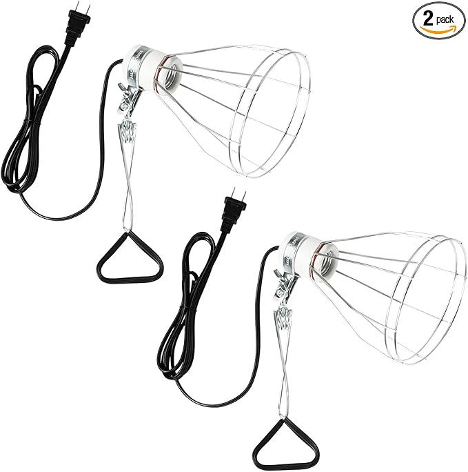 Simple Deluxe Clamp Lamp Light with Steel Cage Wire Grillup to 250W E26 Socket (No Bulb Included), 6' Cord, 2 Pack - LeafyLoom