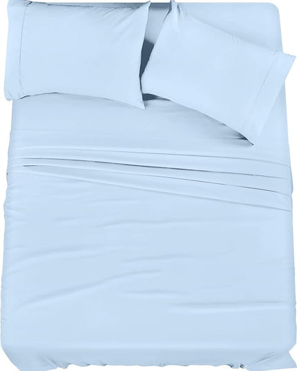 Utopia Bedding King Bed Sheets Set - 4 Piece Bedding - Brushed Microfiber - Shrinkage and Fade Resistant - Easy Care (King, Ice Blue) - LeafyLoom