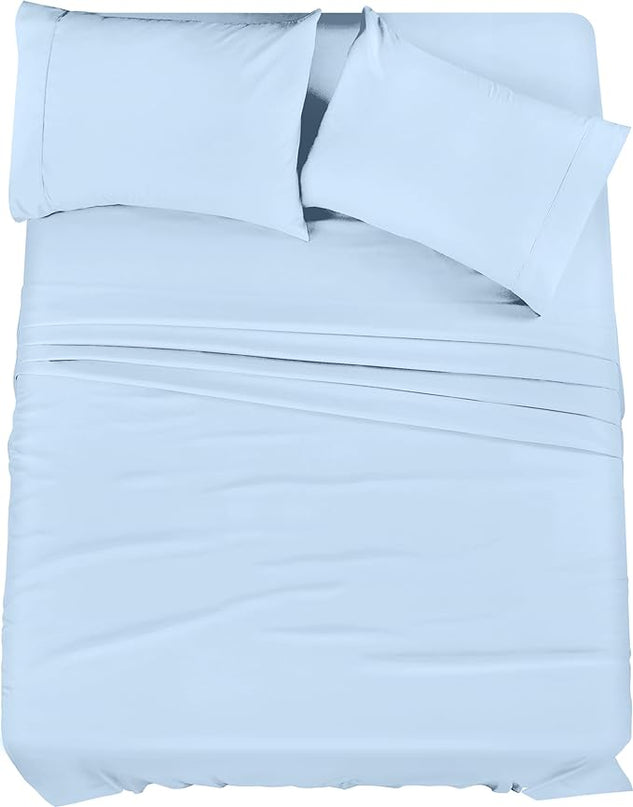 Utopia Bedding King Bed Sheets Set - 4 Piece Bedding - Brushed Microfiber - Shrinkage and Fade Resistant - Easy Care (King, Ice Blue) - LeafyLoom