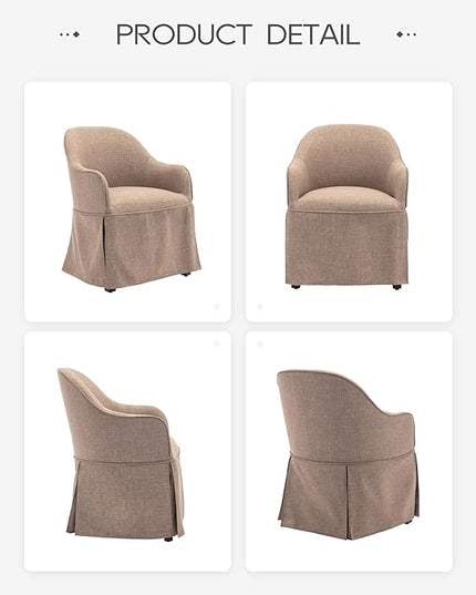 COLAMY Modern Accent Dining Chair Set of 2, Barrel Accent Armchair, 20 Inch Dining Chair with Cover, Chair with Back for Kitchen,Dining Room,Camel - LeafyLoom