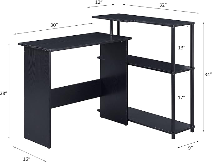 NicBex Kimberly-DW-00038-LWJ Home Office Desks, 39"x32"x34", Black-1 - LeafyLoom
