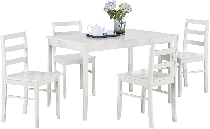 NicBex Small Kitchen Table Set for 4 Modern Dining Table Counter Height Dining Table Set 45" 5-Piece White Dining Set for Small Space, Apartment, Dinette, White - LeafyLoom