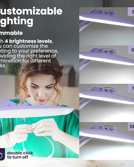 Neatfi XL 2,200 Lumens LED Task Lamp, 24W Super Bright Desk Lamp, 117 Pcs SMD LED, 4 Level Brightness, Dimmable, Task LED Light for Home, Office, Workbench (Non-CCT, Lavender) - LeafyLoom