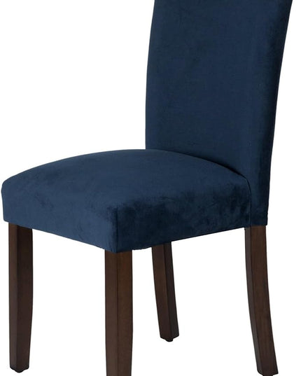 HomePop Parsons Classic Upholstered Accent Dining Chair, Set of 2, Navy Velvet - LeafyLoom