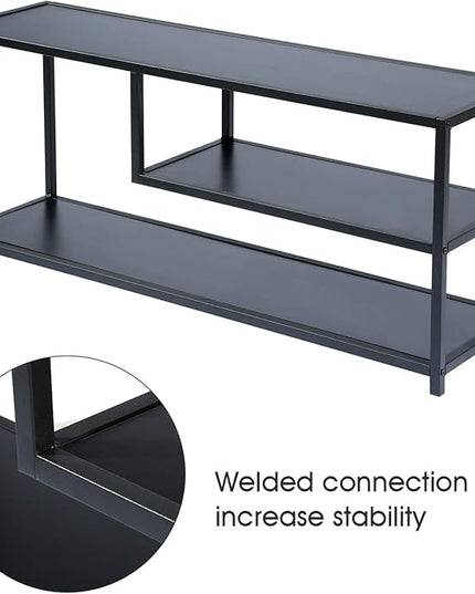 HOME BI TV Stand for 50 55 Inch TV, Entertainment Center with Storage, Wood TV Console for Living Room, TV Cabinet with Metal Frame, Black - LeafyLoom