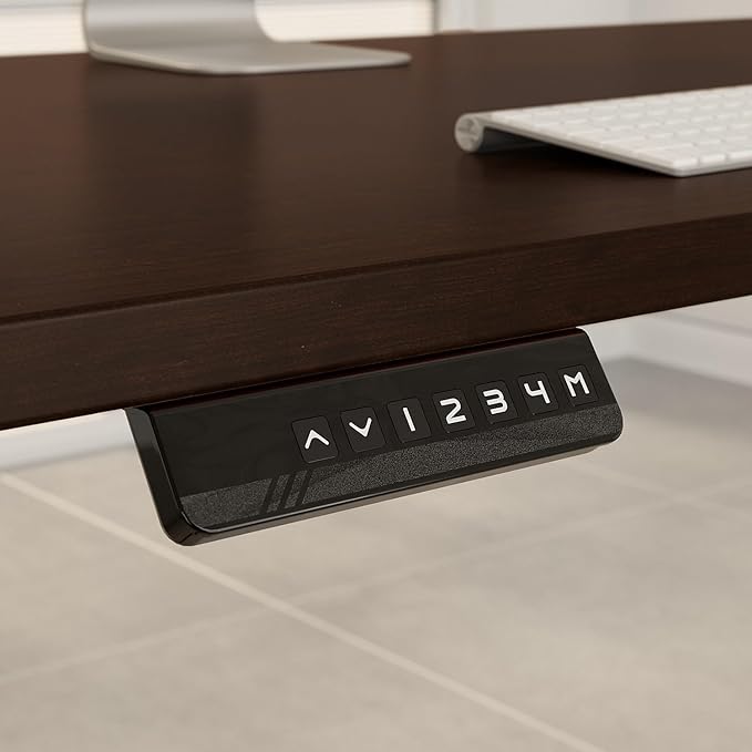 Bush Business Furniture Move 60 Series Electric Ergonomic Sit-Stand Computer Table for Home and Professional Office, 60W x 30D, Mocha Cherry - LeafyLoom