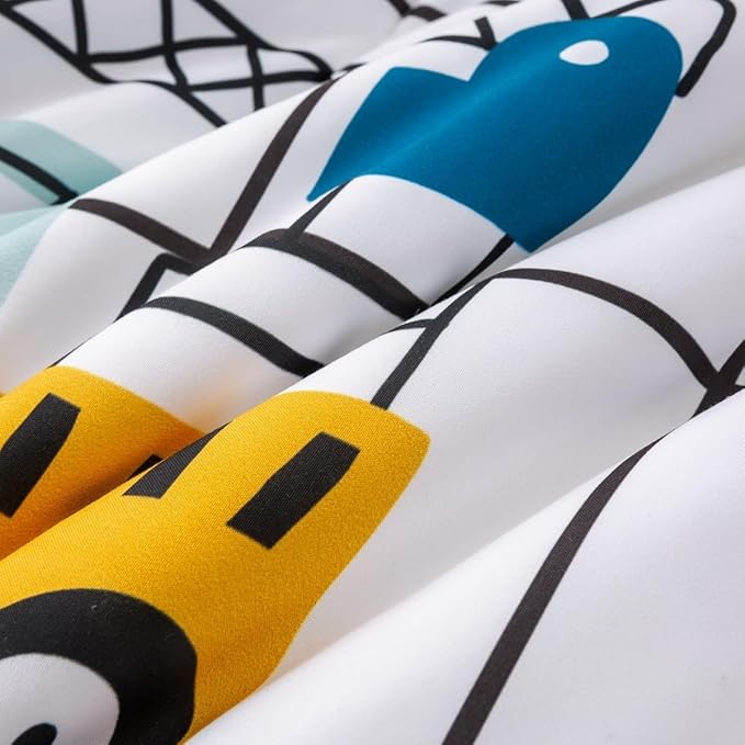 Feelyou Construction Truck Comforter Set Twin Size Kids Machinery Truck Excavators Vehicles Comforter for Boys Teens Cartoon Tractor Bedding Set Excavator Tractor Plaid Grid White Duvet Set Quilt Set - LeafyLoom