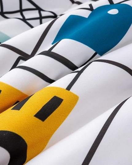 Feelyou Construction Truck Comforter Set King Size Kids Machinery Truck Excavators Vehicles Comforter for Boys Teens Cartoon Tractor Bedding Set Excavator Tractor Plaid Grid White Duvet Set Quilt Set - LeafyLoom