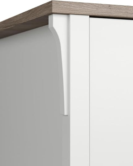 Bush Furniture Salinas Accent Storage Cabinet with Doors in Pure White and Shiplap Gray - LeafyLoom