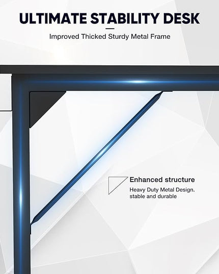 DUMOS 32 Inch Office Small Computer Desk Modern Simple Style Writing Study Work Table for Home Bedroom - Black - LeafyLoom