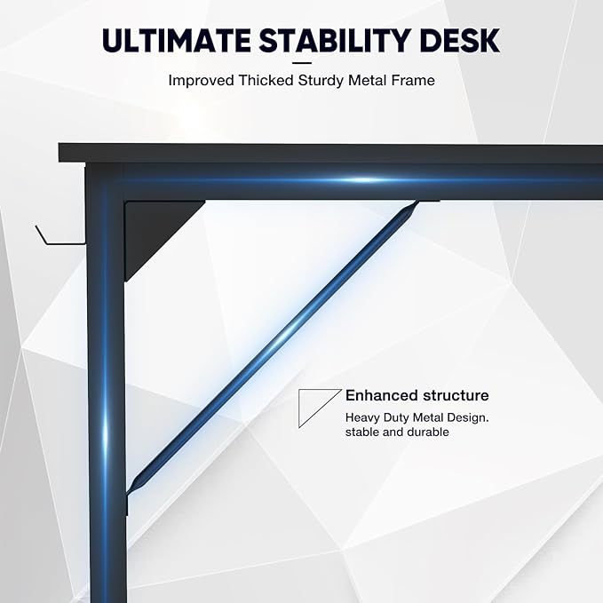 DUMOS 32 Inch Office Small Computer Desk Modern Simple Style Writing Study Work Table for Home Bedroom - Black - LeafyLoom