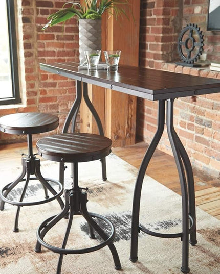 Signature Design by Ashley Odium Urban Counter Height Dining Table Set with 2 Bar Stools, Gray - LeafyLoom