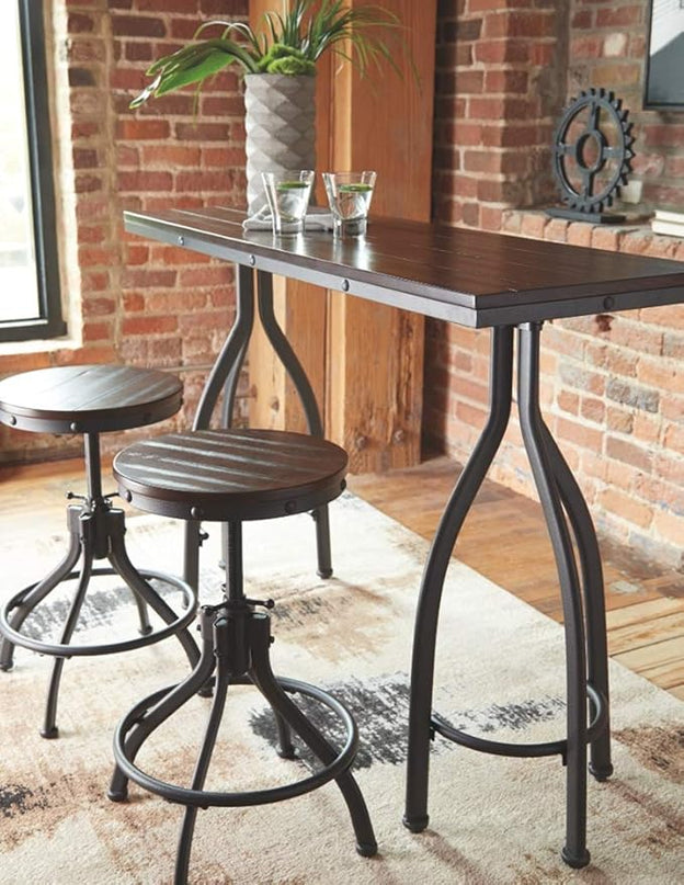 Signature Design by Ashley Odium Urban Counter Height Dining Table Set with 2 Bar Stools, Gray - LeafyLoom