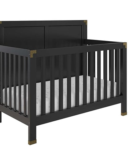 Baby Relax Miles 5-in-1 Convertible Crib, Solid Pine Wood, Black - LeafyLoom