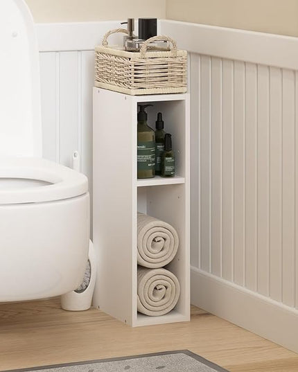 Furinno Fulda 2-Tier Space Saving Storage Shelf Bookcase, 6-Inch Width, White - LeafyLoom