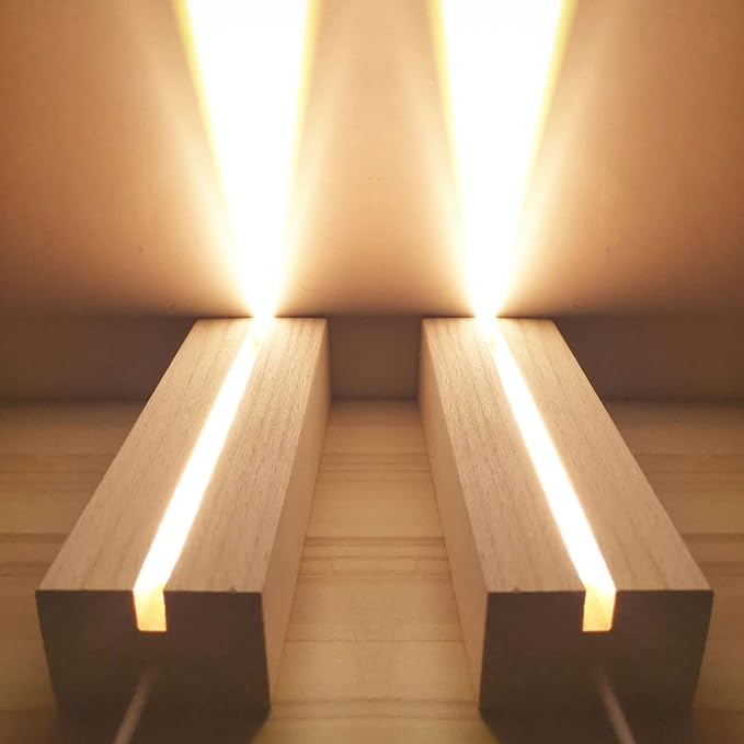 4Pack 6" Wood Rectangle Display Pedestal,Wooden Rectangle LED Lights Display Base for Acrylic and Plexiglass,Wood Night LED Light Lamp Base - LeafyLoom