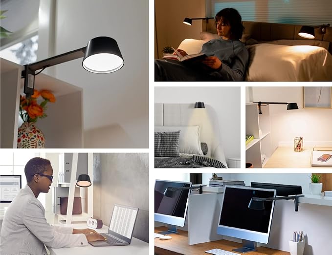 BLACK+DECKER Verve Designer LED Clamp Light, Fits Shelves, Cubicles & Headboards, True White LED + 16M RGB Colors - LeafyLoom