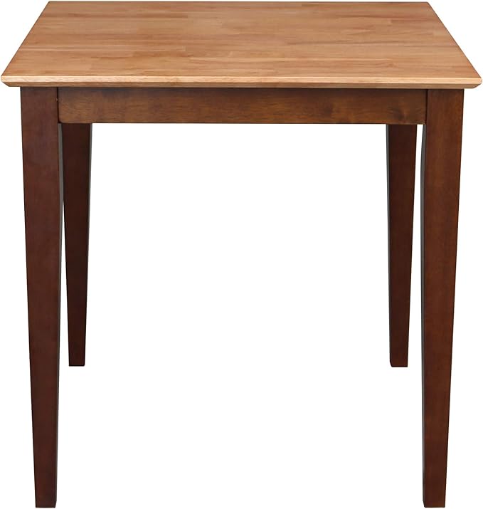 International Concepts Solid Wood Dining Table with Shaker Legs, 30 by 30 by 30-Inch, Cinnemon/Espresso - LeafyLoom