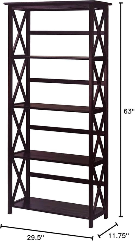 Casual Home Montego 5-Shelf Bookcase, Espresso (New) - LeafyLoom