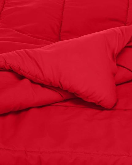 Amazon Basics 2 Piece Easy Wash Microfiber Kid's Comforter and Pillow Sham Set, Twin, Red, Solid - LeafyLoom