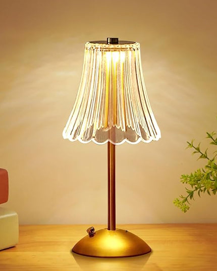Cordless Metal Desk Lamp, Touch Sensor Control LED Table Lamp,3 Color Stepless Dimmable Battery Powered Lamp,Night Light for Kids Nursery,Bedroom/Desk/Cafe (Light Gold) - LeafyLoom