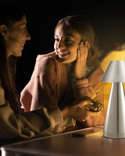 Portable Metal Desk Lamp, Cordless Metal LED Table Lamp,3 Color Touch Control Rechargeable Lamp,3-Levels Brightness Room Decor Desk Lamp,Bedside Lamp,Dining Room Lamp (Silver) - LeafyLoom