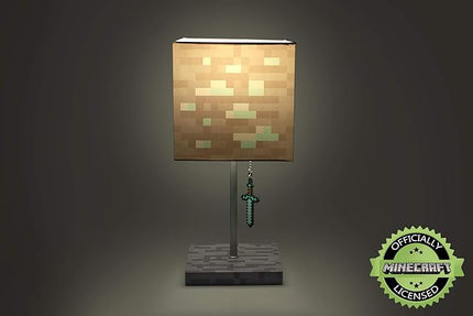 Minecraft Diamond Ore Block LED Lamp w/ 3D Diamond Sword Puller | 14-Inch Lamp - LeafyLoom
