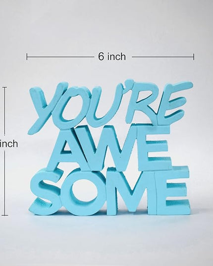 You are Awesome Blue Fancy Showpiece - Creative Home Décor for Kids' Rooms and Study Tables for Students (6.5 x 5.60 inch) - Engineered Wood Decorative Item - LeafyLoom